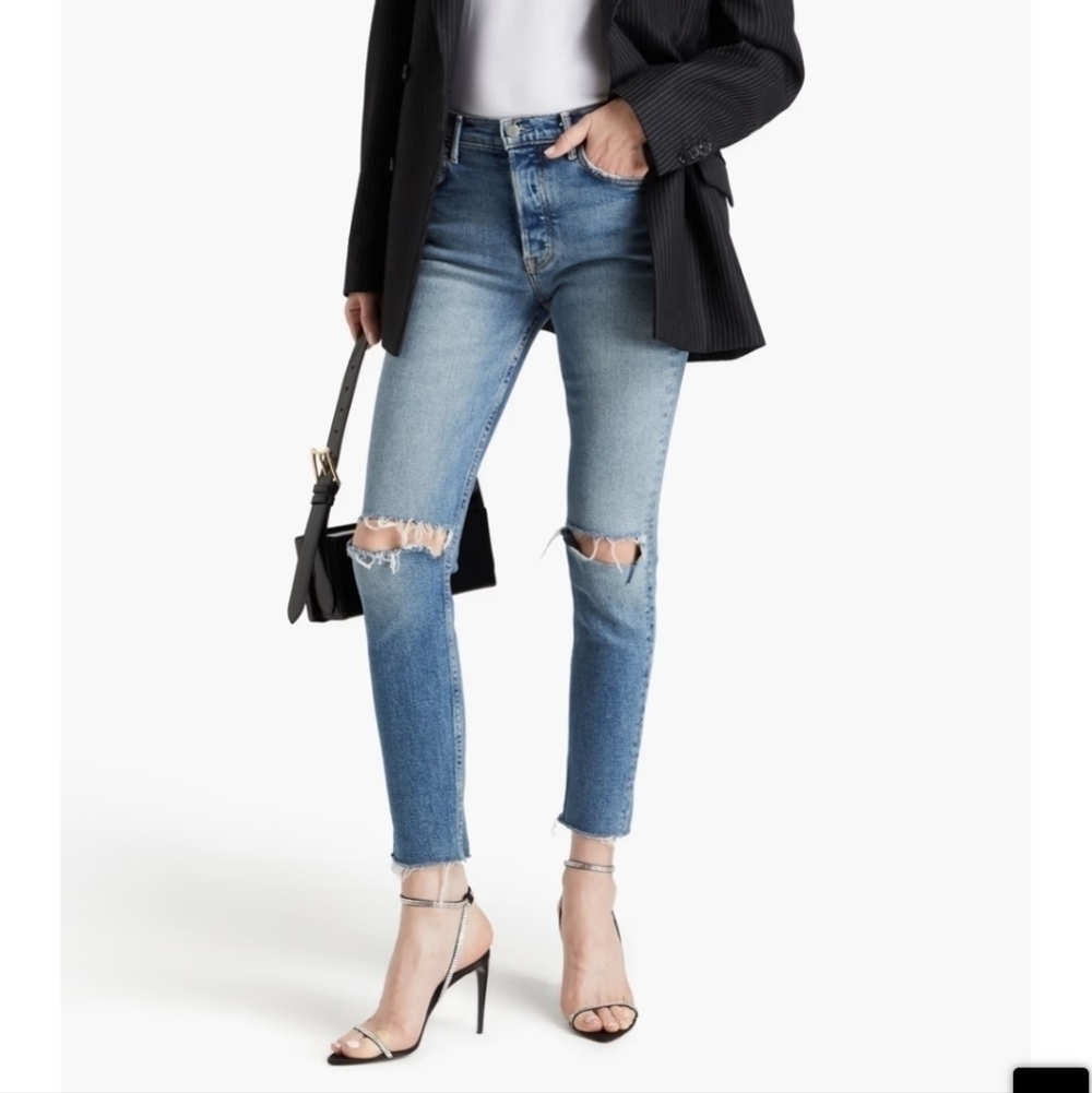 Revolve GRLFRND Karolina high waisted skinny distressed jeans